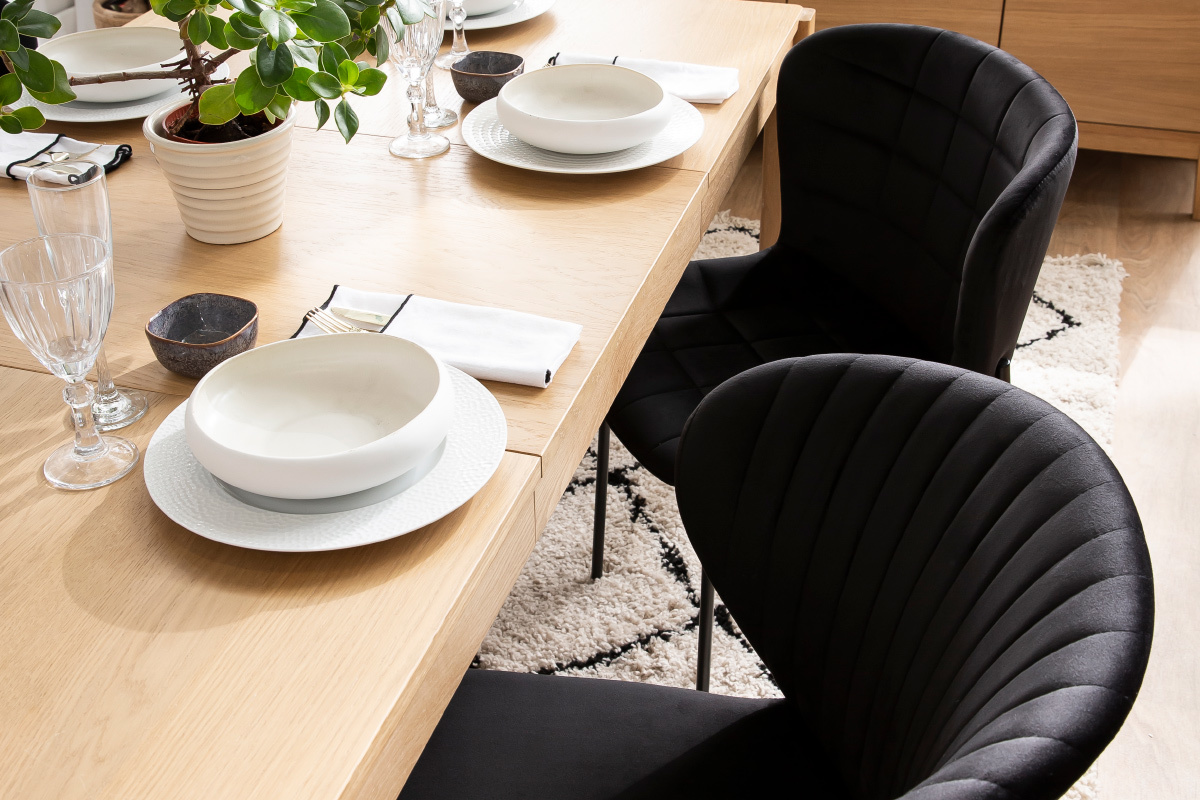 Chaises design en velours noir (lot de 2) KAYEL