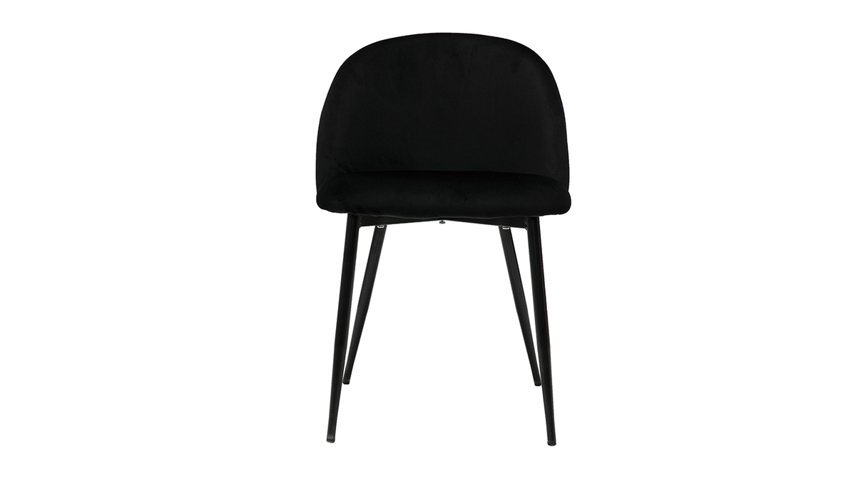 Chaises design en velours noir et métal noir (lot de 2) CELESTE