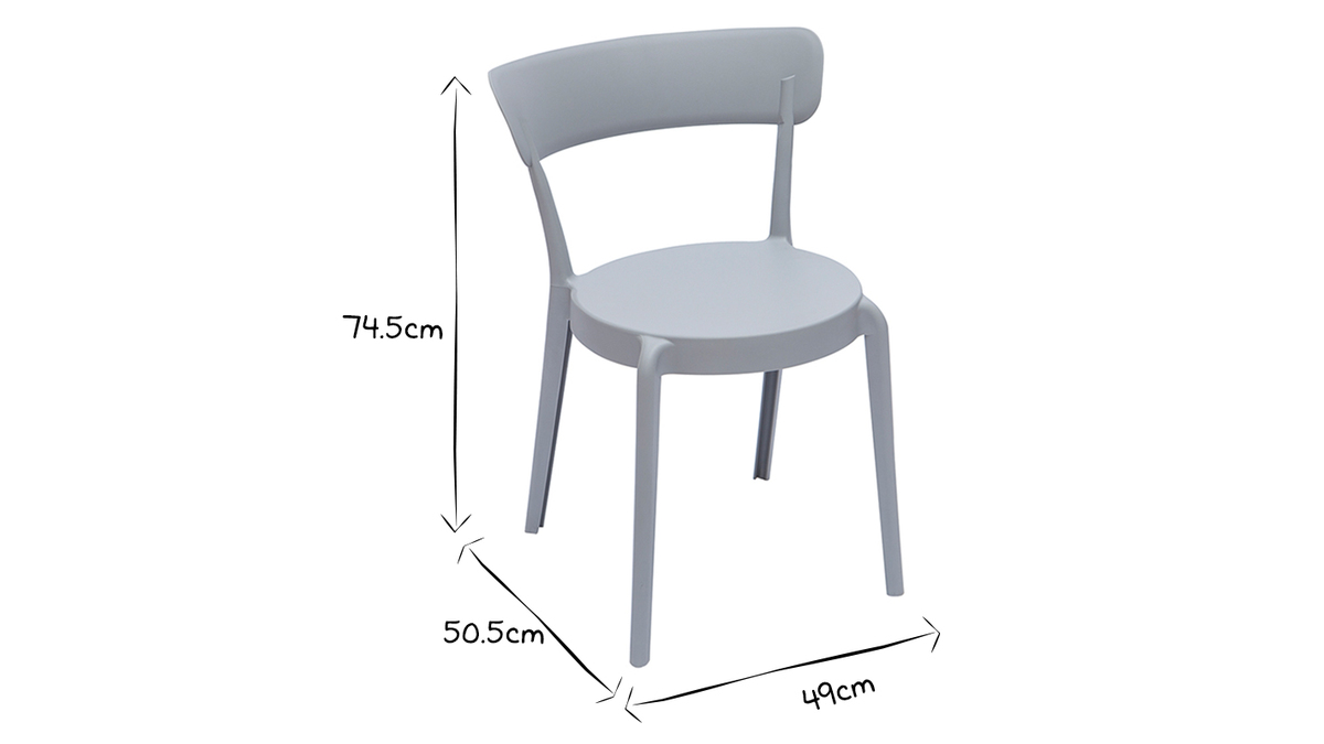 Chaises design gris clair empilables intérieur - extérieur (lot de 2) RIOS