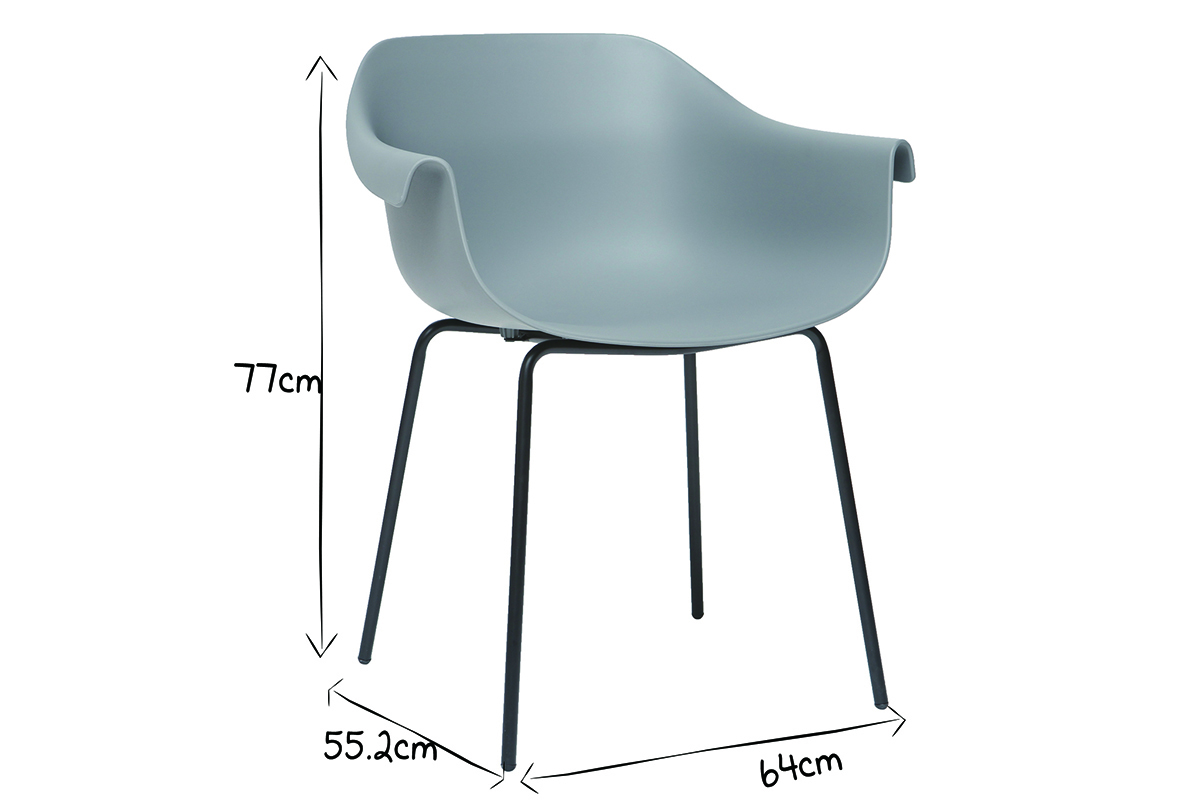 Chaises design gris et noir (lot de 2) COUTURE