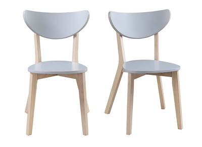 Chaises design gris pieds bois (lot de 2) LEENA