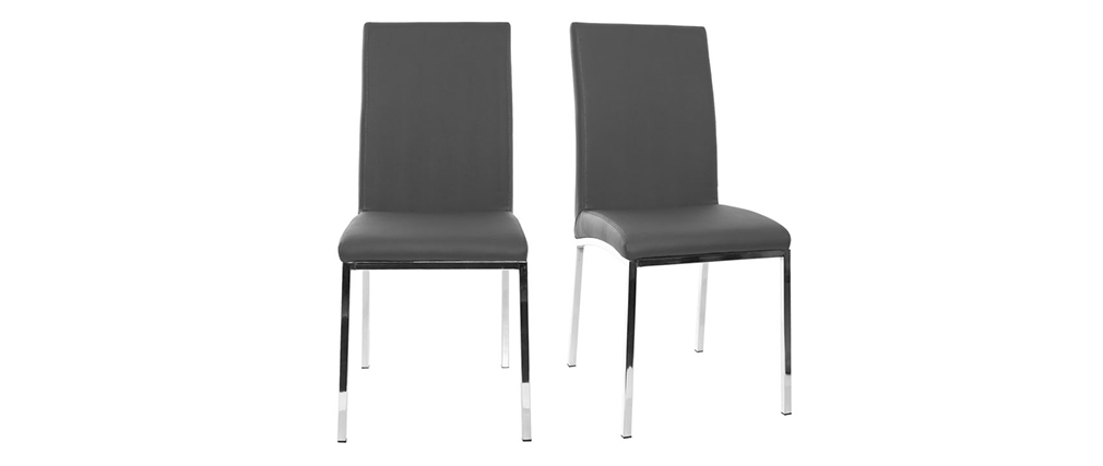 Chaises design gris pieds métal (lot de 2) SIMEA