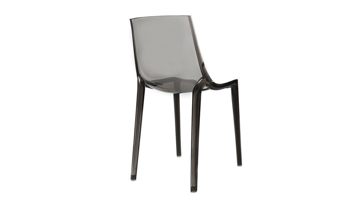 Chaises design grises fumées empilables intérieur / extérieur (lot de 2) YZEL
