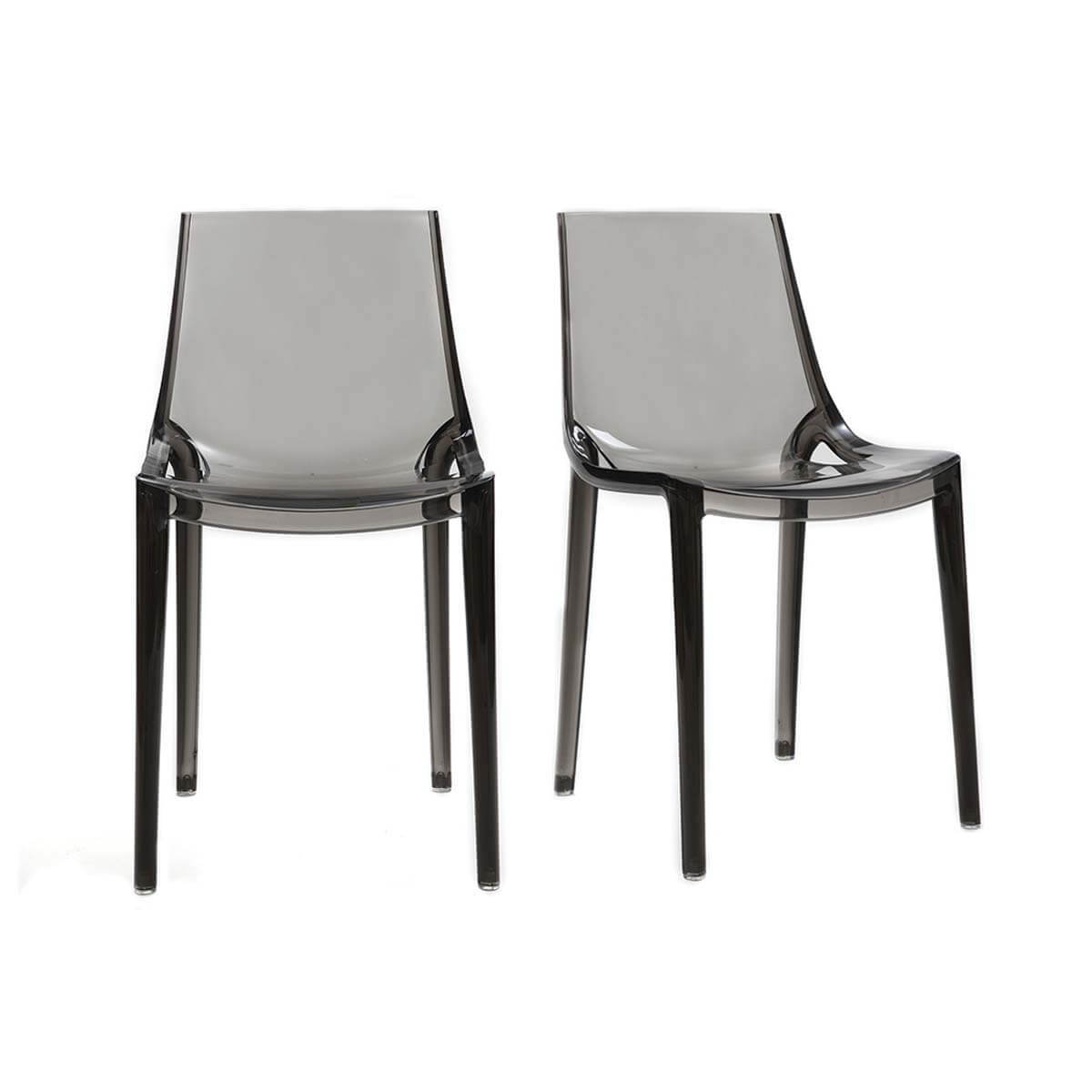 Chaises design grises fumées empilables intérieur / extérieur (lot de 2) YZEL vue1