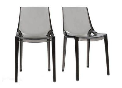 Chaises design grises fum&eacute;es empilables int&eacute;rieur / ext&eacute;rieur (lot de 2) YZEL