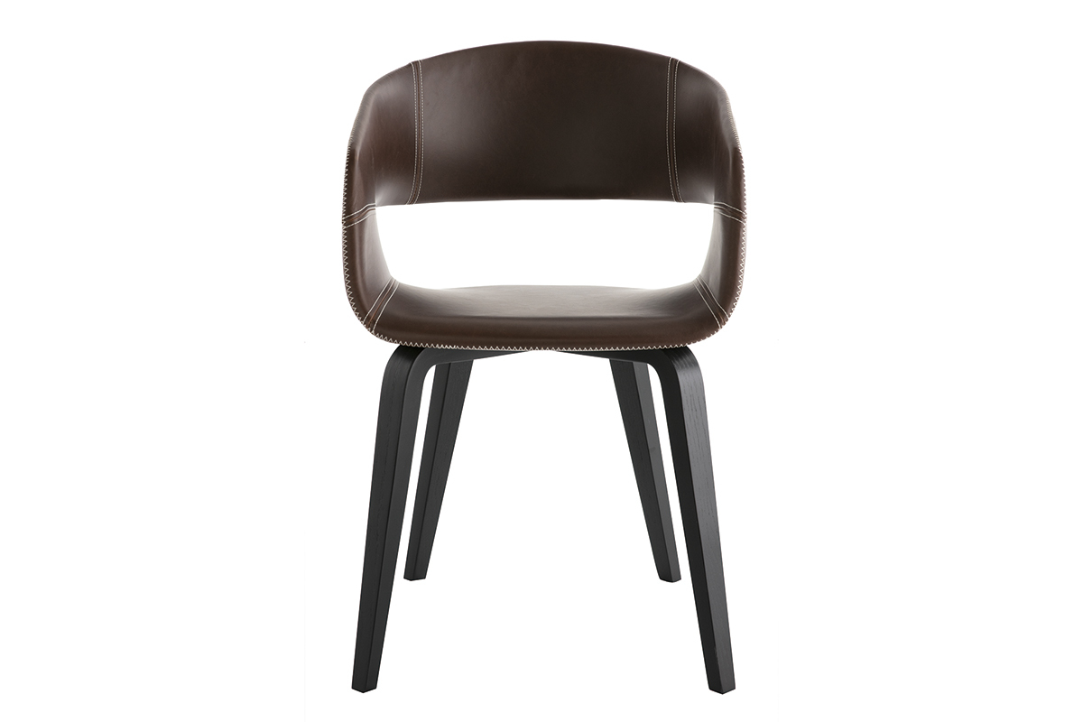Chaises design marron pieds bois (lot de 2) SLAM