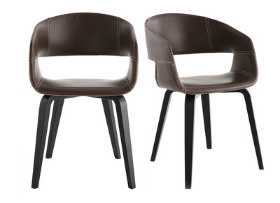 Chaises design marron pieds bois (lot de 2) SLAM
