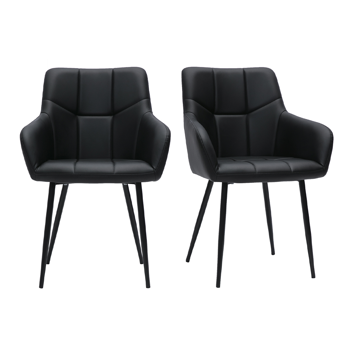 Chaises design matelassées en polyuréthane noir et métal noir (lot de 2) MONTERO vue1