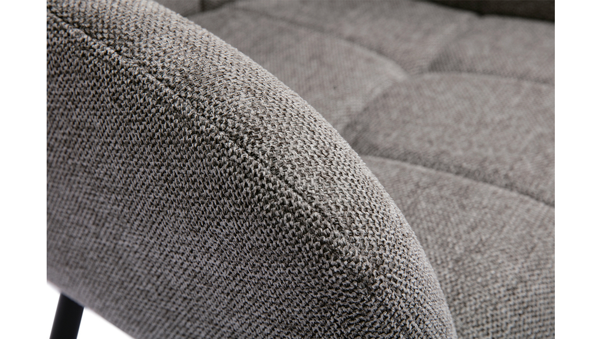Chaises design matelassées en tissu velours texturé gris et métal noir (lot de 2) MONTERO