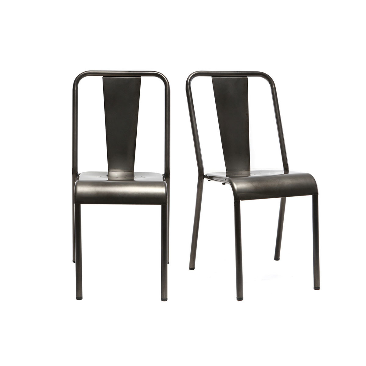 Chaises design métal inox (lot de 2) EVAN vue1