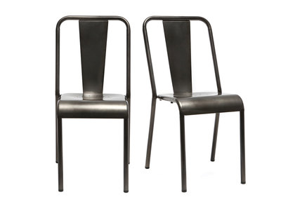 Chaises design m&eacute;tal inox (lot de 2) EVAN