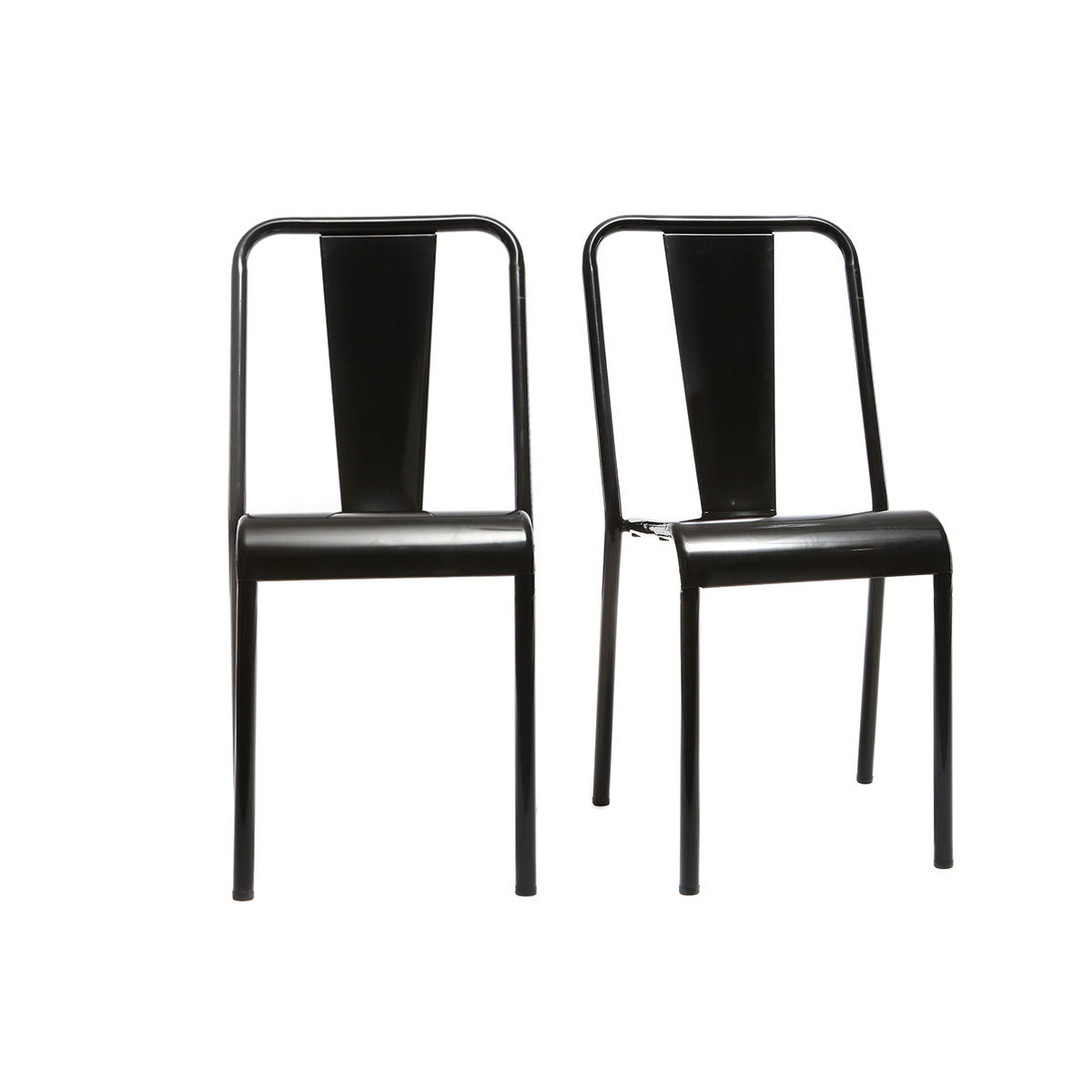 Chaises design métal noir (lot de 2) EVAN vue1