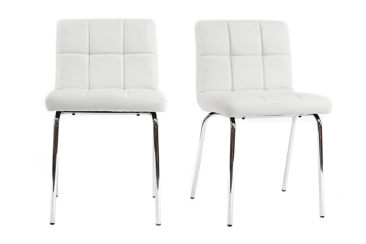 Chaises design molletonn�es blanches (lot de 2) POLLY