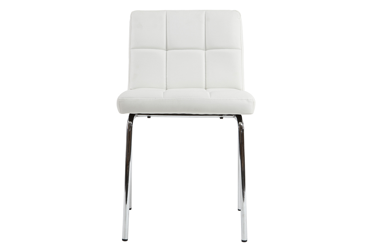 Chaises design molletonn�es blanches (lot de 2) POLLY