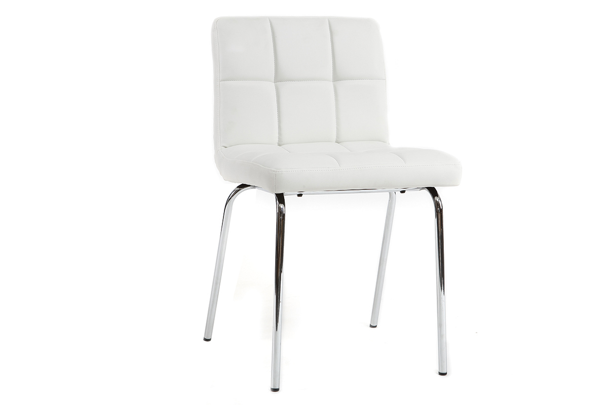 Chaises design molletonn�es blanches (lot de 2) POLLY