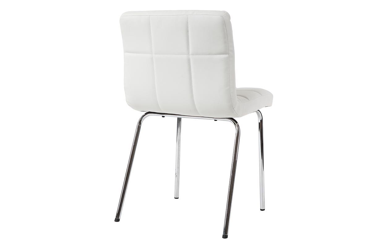Chaises design molletonn�es blanches (lot de 2) POLLY