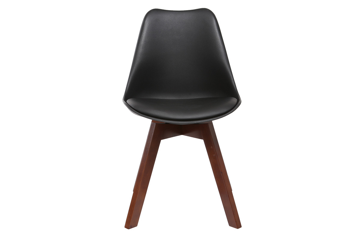 Chaises design noir et bois fonc (lot de 2) PAULINE