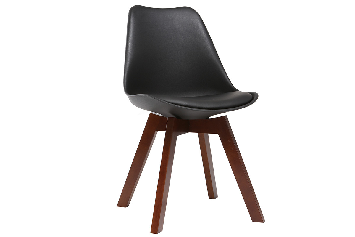 Chaises design noir et bois fonc (lot de 2) PAULINE