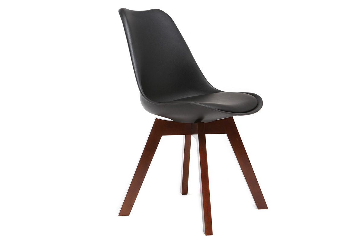 Chaises design noir et bois fonc (lot de 2) PAULINE