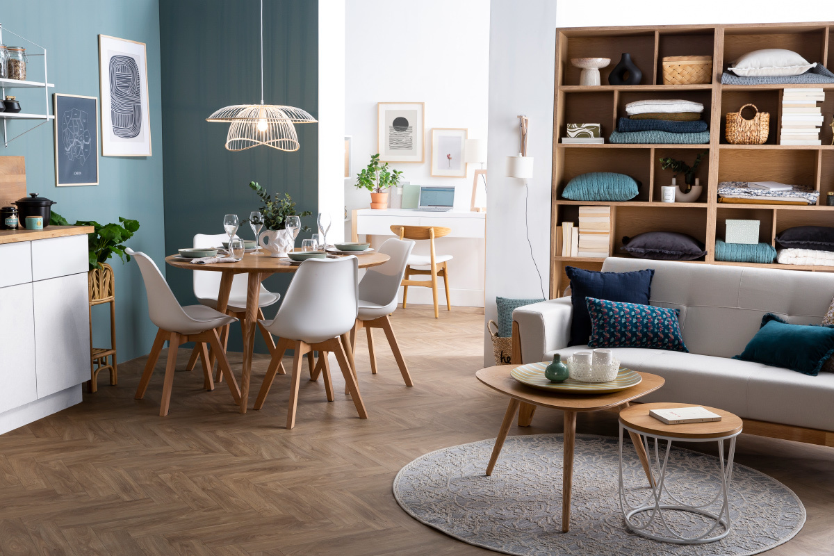 Chaises design noir et bois fonc (lot de 2) PAULINE