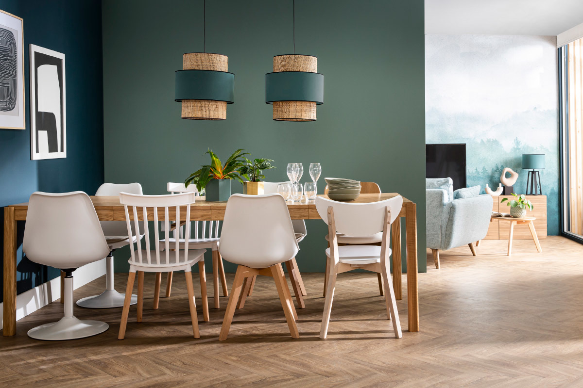 Chaises design noir et bois fonc (lot de 2) PAULINE