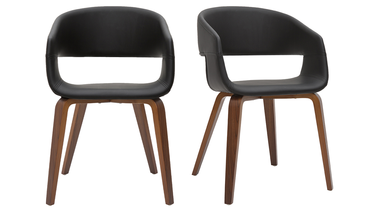 Chaises design noir et bois foncé (lot de 2) SLAM