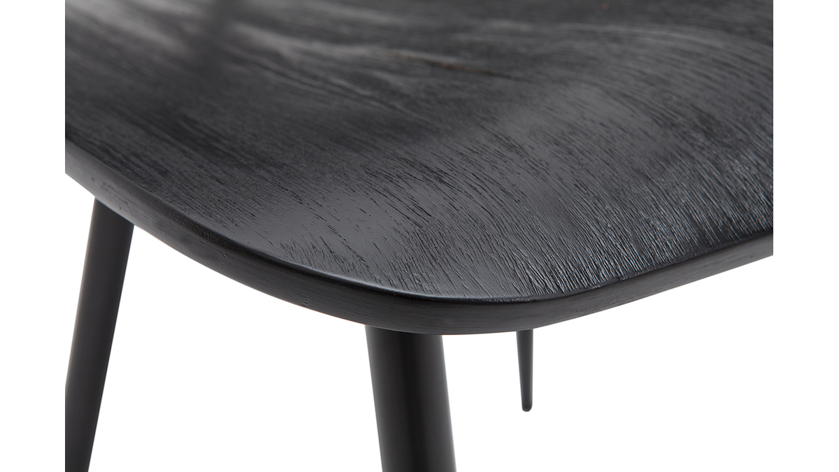 Chaises design noire en bois noir et métal (lot de 2) TOBIAS