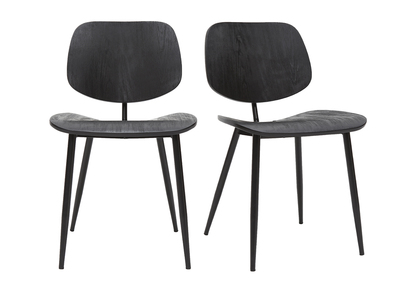 Chaises design noire en bois noir et métal (lot de 2) TOBIAS
