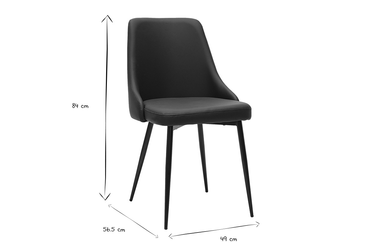 Dimensions des chaises design noires CULT : 84 cm de hauteur, 56,5 cm de profondeur, 49 cm de largeur en noir et blanc.
