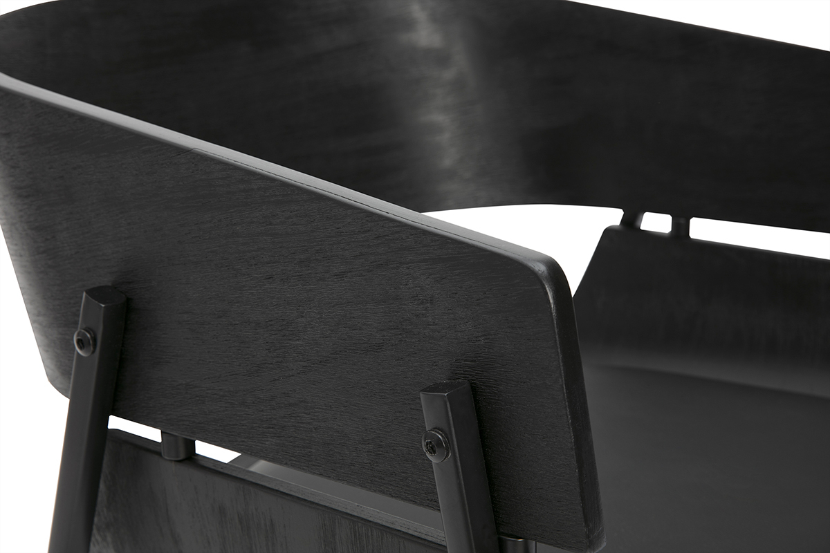 Zoom chaise design noire en bois et mtal, modle WESS