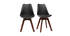 Chaises design noires avec pieds bois foncé (lot de 2) PAULINE