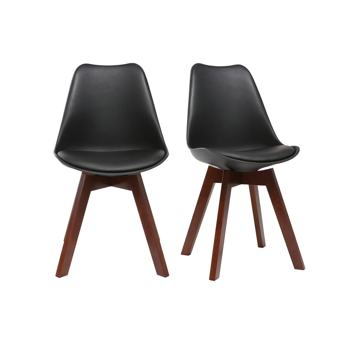 Chaises design noires avec pieds bois foncé (lot de 2) PAULINE vue1