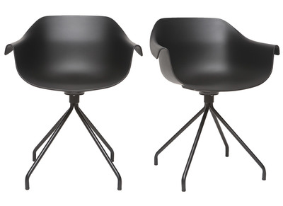 Chaises design noires avec pieds m&eacute;tal (lot de 2) COUTURE