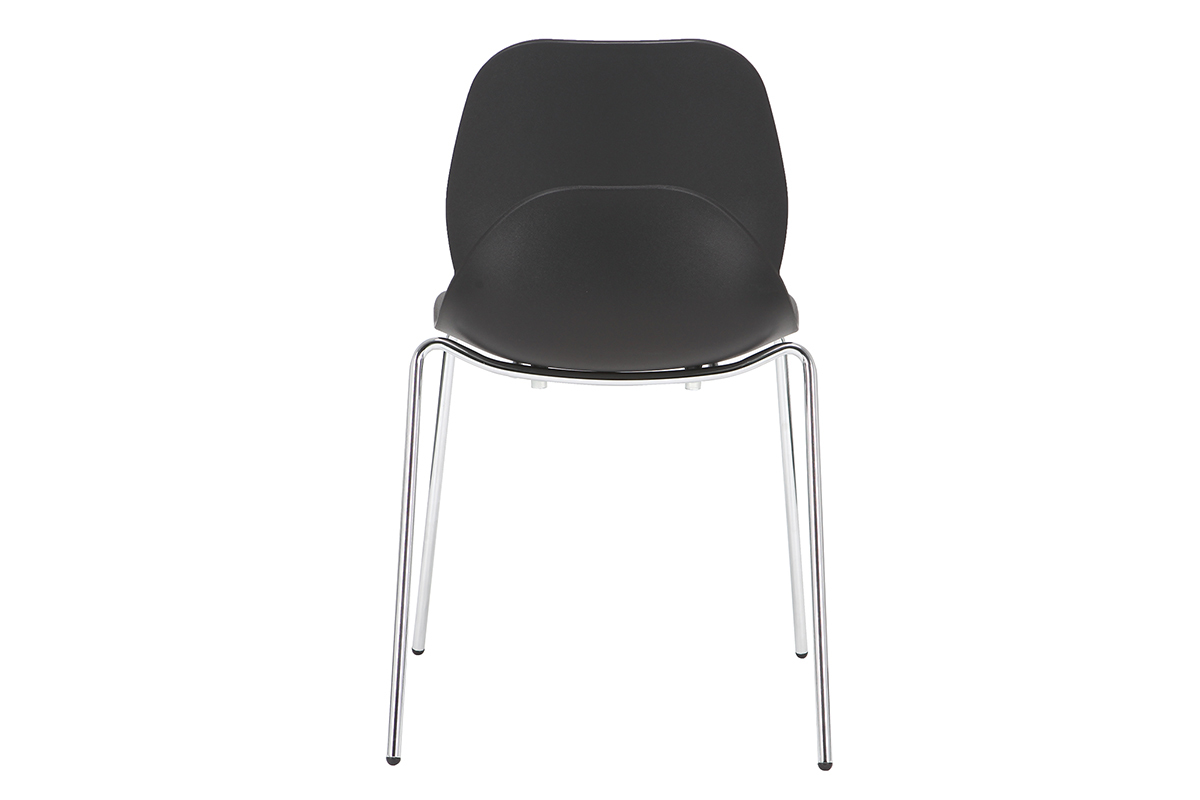 Chaises design noires empilables avec pieds m�tal (lot de 2) TROCADERO