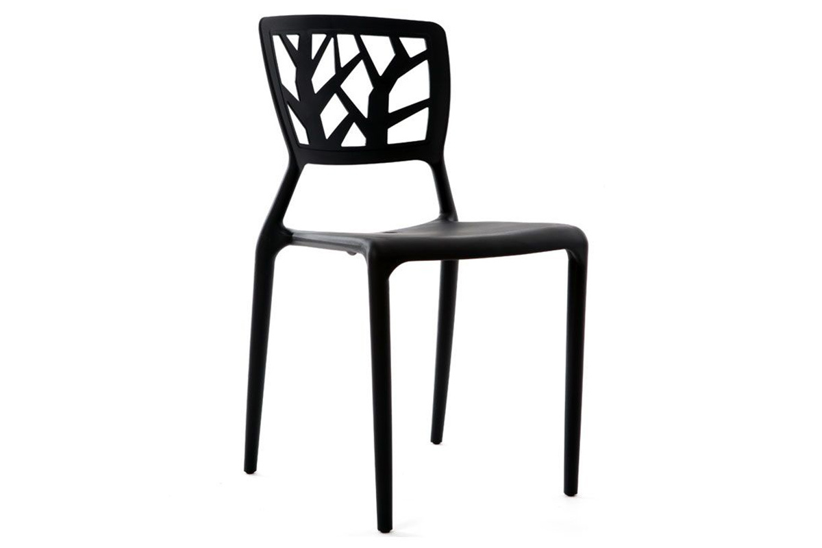 Chaises design noires empilables int�rieur / ext�rieur (lot de 2) KATIA