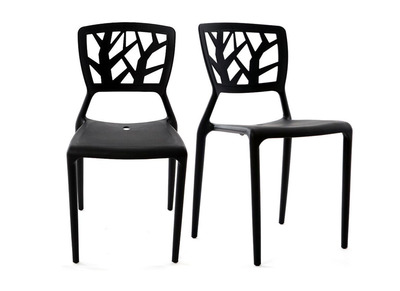 Chaises design noires empilables int&eacute;rieur / ext&eacute;rieur (lot de 2) KATIA