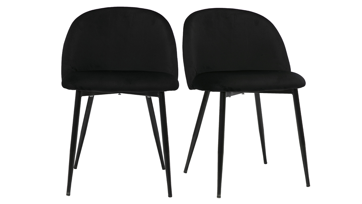 Chaises design noires en tissu velours et métal (lot de 2) CELESTE