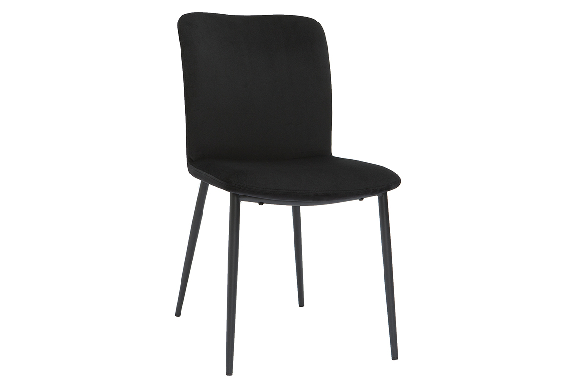 Chaises design noires en tissu velours et m�tal (lot de 2) FOSTY