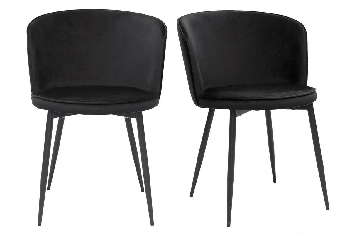 Chaises design noires en tissu velours et mtal (lot de 2) SERIF