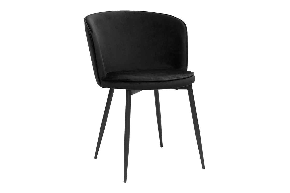 Chaises design noires en tissu velours et mtal (lot de 2) SERIF