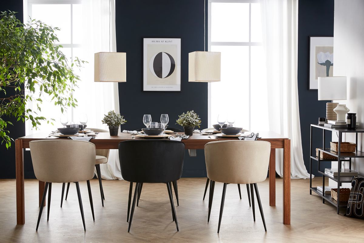 Chaises design noires en tissu velours et mtal (lot de 2) SERIF