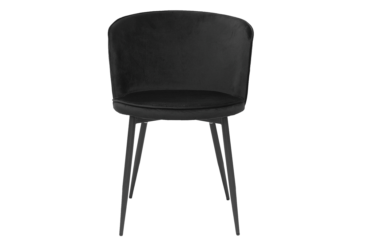 Chaises design noires en tissu velours et m�tal (lot de 2) SERIF