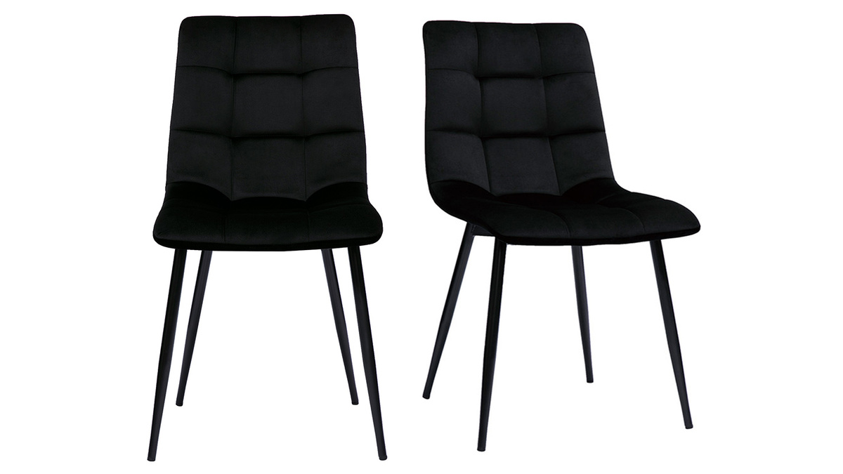 Chaises design noires en tissu velours noir et métal (lot de 2) MAXWELL