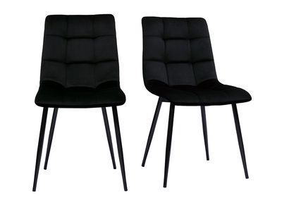 Chaises design noires en tissu velours noir et métal (lot de 2) MAXWELL