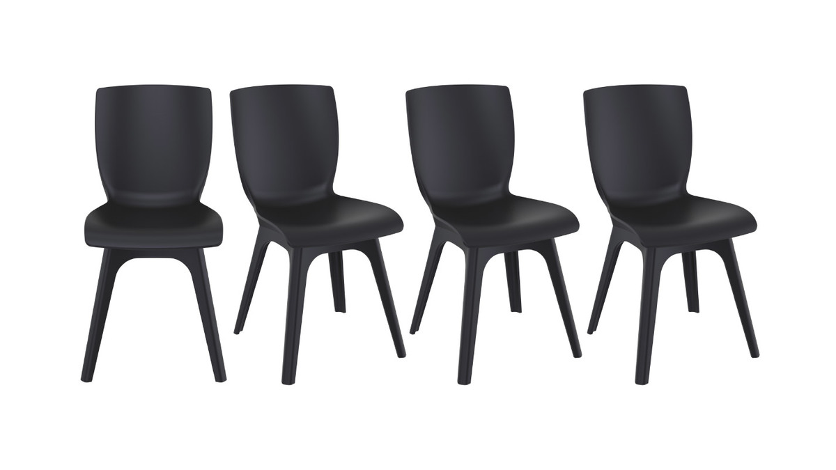 Chaises design noires intrieur / extrieur (lot de 4) SWAN