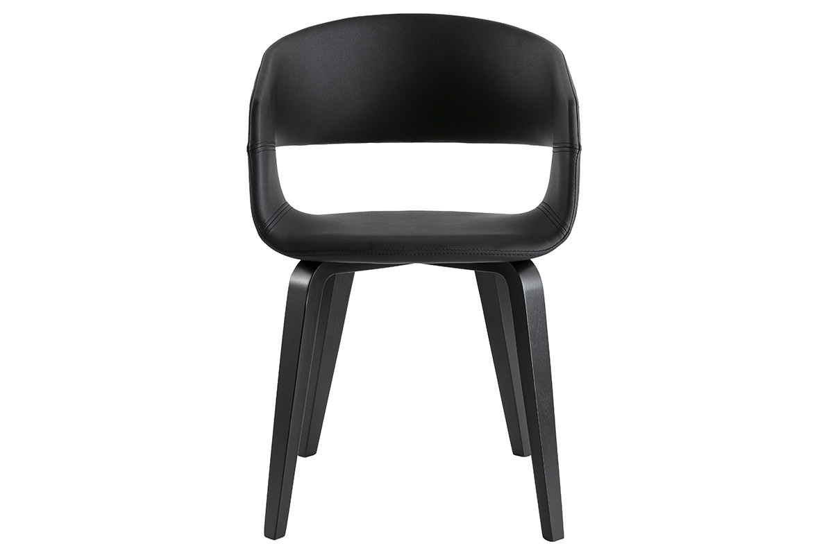 Chaises design noires pieds bois (lot de 2) SLAM