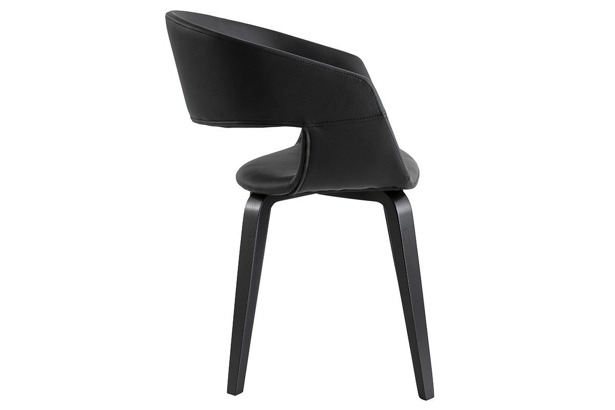Chaises design noires pieds bois (lot de 2) SLAM