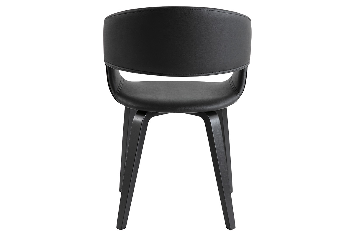 Chaises design noires pieds bois (lot de 2) SLAM