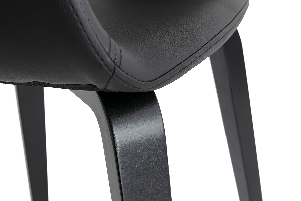 Chaises design noires pieds bois (lot de 2) SLAM