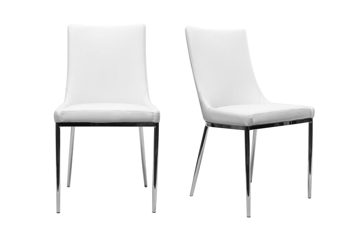 Chaises design polyur�thane blanc et acier chrom� (lot de 2) IRA